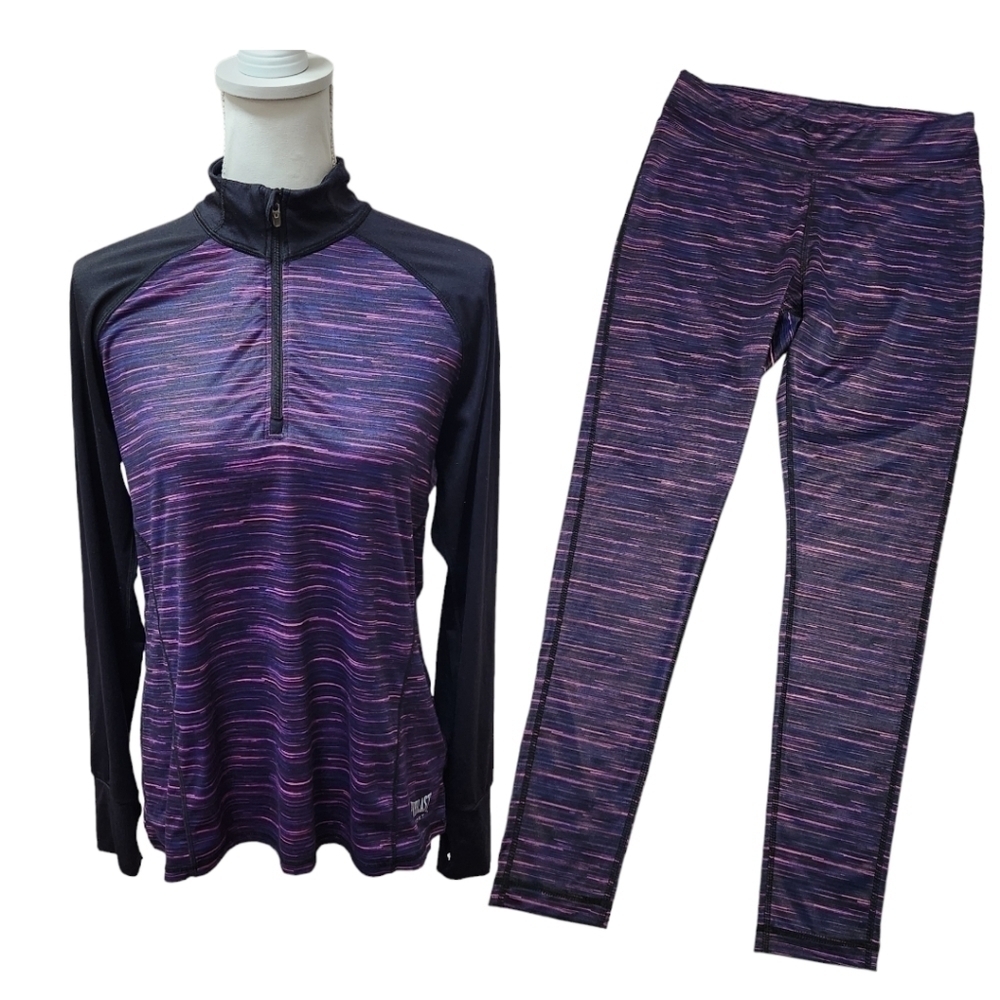 Everlast Sport Women's Matching 1/4 Zip Pull Over and Yoga Pants Purple,…
